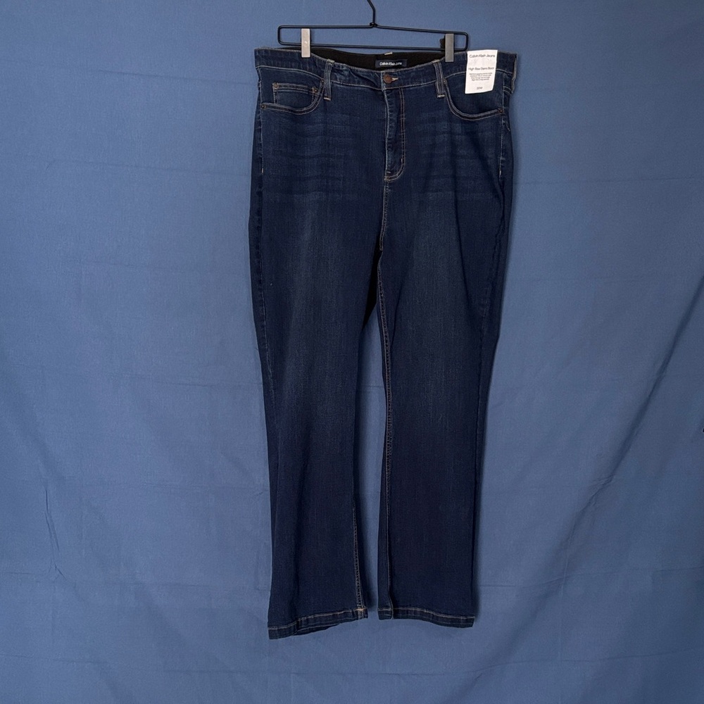 Y2K Calvin Klein Jeans Women's Indigo high rise, Demi boot Denim
